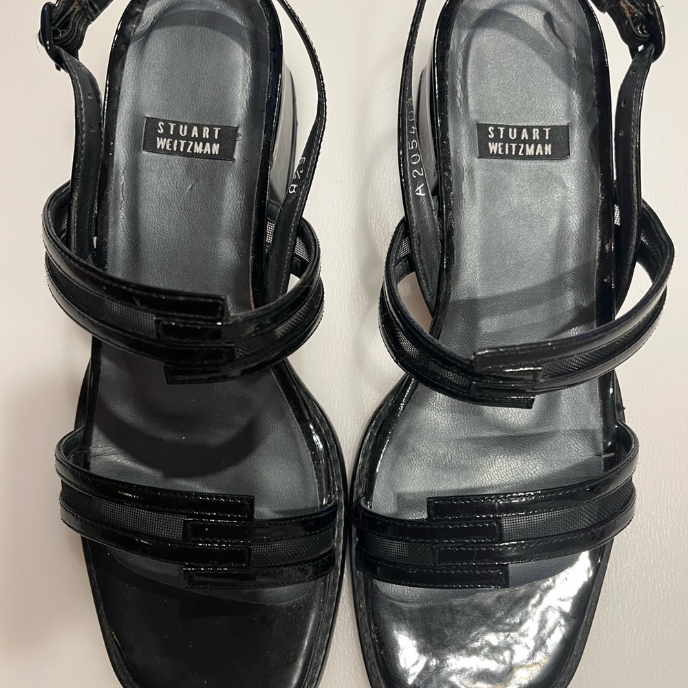 Stuart Weitzman Glossy Black Sandals